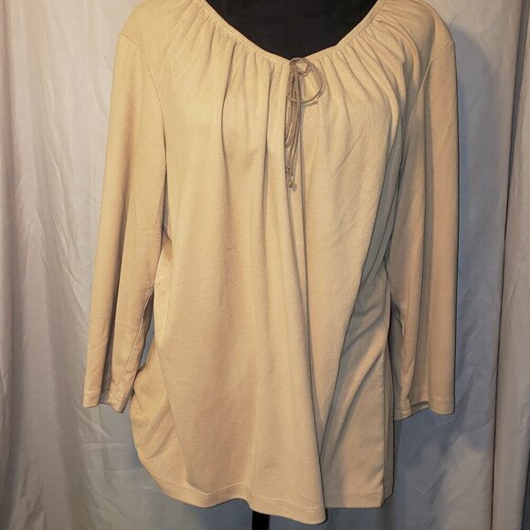 Jason Maxwell Woman Tan Peasant Top - M/L - Picture 1 of 4